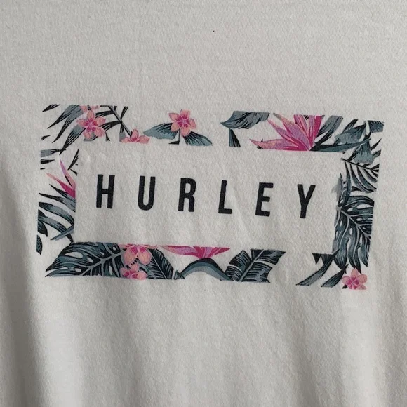 Hurley White Floral Logo T-Shirt - Picture 2 of 4